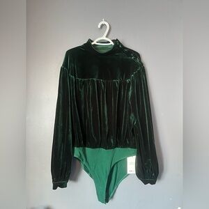 SHEIN Dark Green Velvet Bodysuit